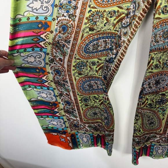 Chico's Printed Silky Straight Wide Leg Pants Summer Spring Boho Bohemian - Picture 3 of 4